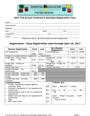 2017 FLA Annual Conference Attendee Registration Form