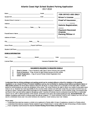 Atlantic Coast High School Student Parking Application