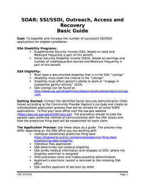SOAR: SSI/SSDI, Outreach, Access and Recovery