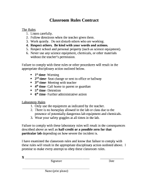 Classroom Rules Contract Doc Template pdfFiller Classroom Rules Contract Doc Template pdfFiller