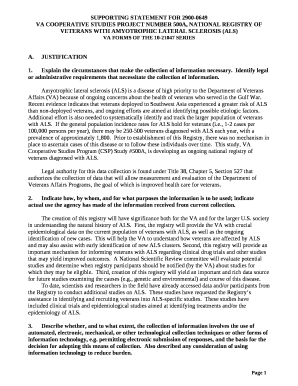 Amyotrophic lateral sclerosis (ALS) is a disease of high priority to the Department of Veterans Affairs (VA) because of ongoing concerns about the health of veterans who served in the Gulf War