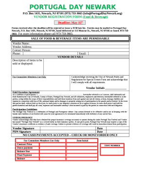 VENDOR REGISTRATION FORM (Food & Beverage)