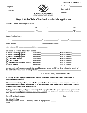 Boys & Girls Clubs of Portland Scholarship Application