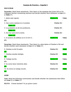 Escuchar read these statements then listen to the message that jaime left on his colleague's voicemail and indicate whether each statement is cierto or falso