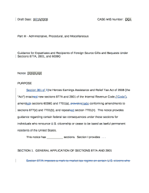 Guidance for Expatriates and Recipients of Foreign Source Gifts and Bequests Under Sections 877A, 2801, and 6039G