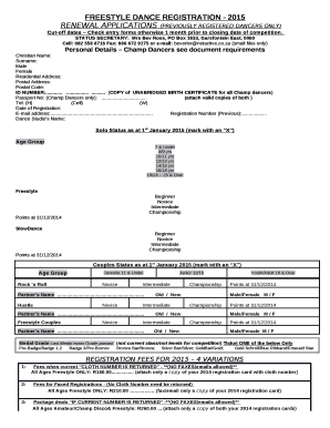 RENEWAL APPLICATIONs (PREVIOUSLY REGISTERED DANCERS only)