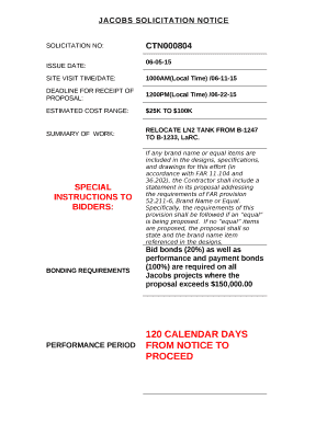 JACOBS SOLICITATION NOTICE