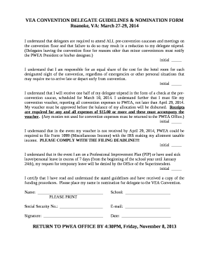 VEA CONVENTION DELEGATE GUIDELINES & NOMINATION FORM