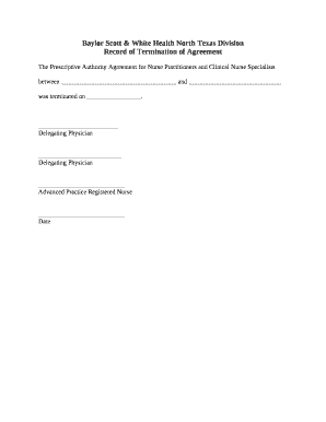 Record of Termination of Agreement