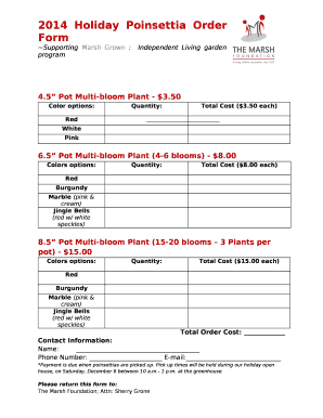 2014 Holiday Poinsettia Order Form