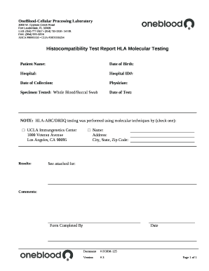 Histocompatibility Test Report HLA Molecular Testing