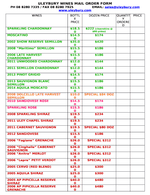 ULEYBURY WINES MAIL ORDER FORM