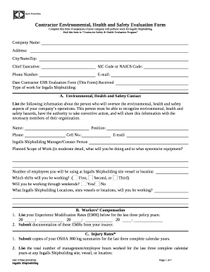 Complete this form if employees of your company will perform work for Ingalls Shipbuilding