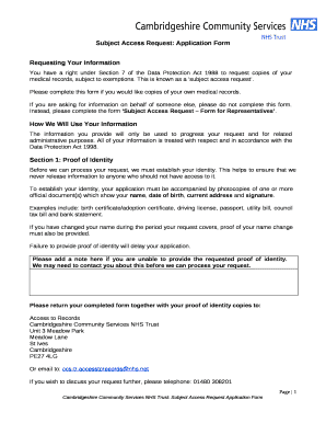 Subject Access Request: Application Form