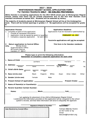 WINTERGREEN MAGNET SCHOOL APPLICATION Doc Template | pdfFiller