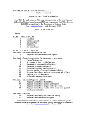 Land Title Act (as it would be following commencement of the Land Law and Related Legislation Amendment Act 2008 and the proposed Unit Titles Scheme Bill 2009, as published by the Department of Justice website (www