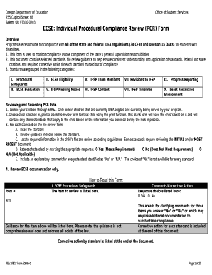 ECSE: Individual Procedural Compliance Review (PCR) Form
