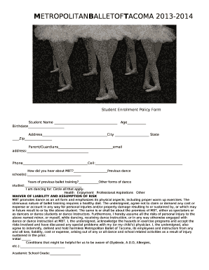 Student Enrollment Policy Form