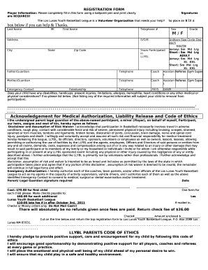 Player Information: Please completely fill in this form using a ballpoint pen and print clearlySignatures are REQUIRED