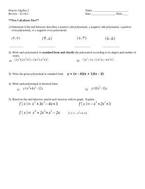 Honors Algebra 2Name