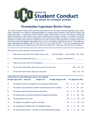 Presentation Experience Review Form