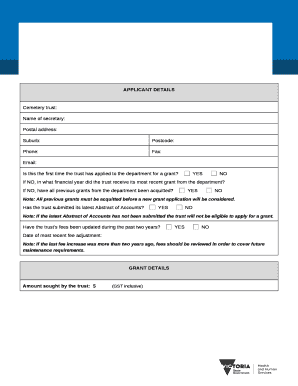 Cemetery grants program application form