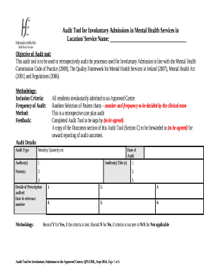 Audit Tool for Involuntary Admissions in Mental Health Services in