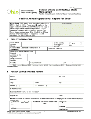 Facility Annual Report for Solid Waste Transfer Facilities