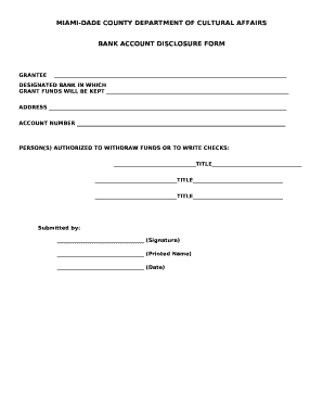 BANK ACCOUNT DISCLOSURE FORM