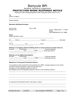 Building Act 1993, Building Regulations 2006, Regulation 602(4), 602(5) Form 4