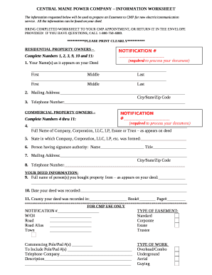 CENTRAL MAINE POWER COMPANY INFORMATION WORKSHEET