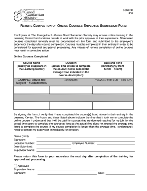 Remote Completion of Online Courses Employee Submission Form