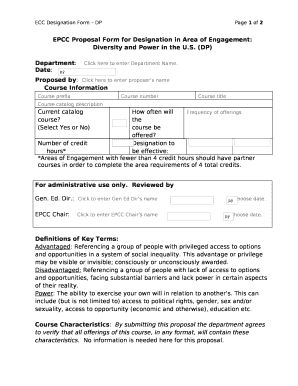 EPCC Proposal Form for Designation in Area of Engagement: