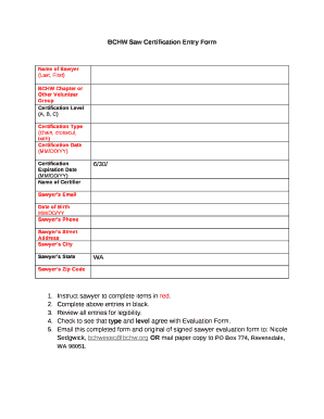 BCHW Chapter or Other Volunteer Group