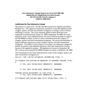 Non-Substantive Change Request for Form SSA-8001-BK