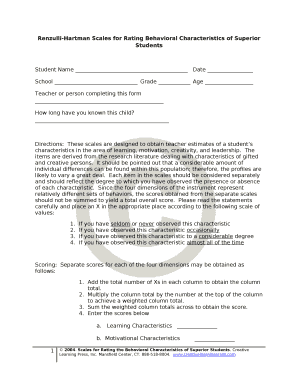 Scales for rating the behavioral characteristics of superior students