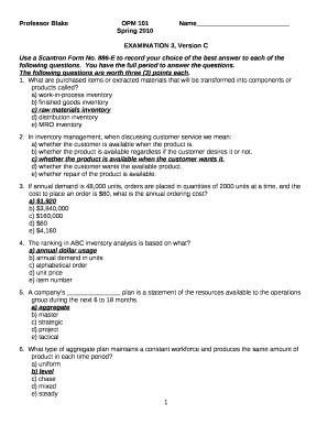 EXAMINATION 3, Version C