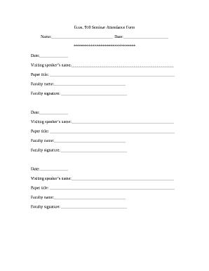 910 Seminar Attendance Form