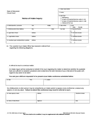 Notice of Intake Inquiry