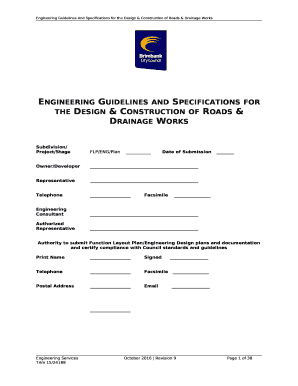 Engineering Guidelines and Specifications for the Design & Construction of Roads & Drainage Works