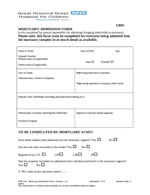 MORTUARY ADMISSION FORM