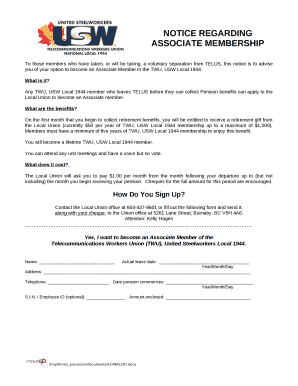 NOTICE REGARDING ASSOCIATE MEMBERSHIP