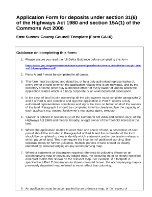 East Sussex County Council Template (Form CA16)