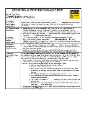 Special Animal Safety Protocol (SASP) Form