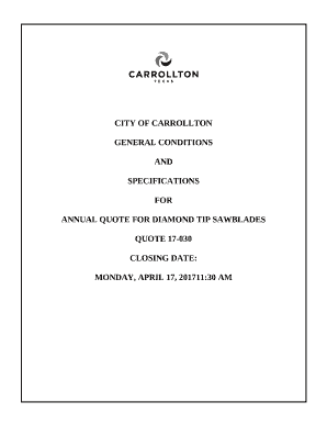 ANNUAL QUOTE FOR DIAMOND TIP SAWBLADES