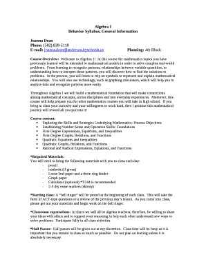 Behavior Syllabus, General Information