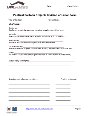 Political Cartoon Project: Division of Labor Form