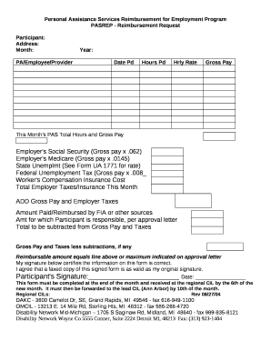 Personal Assistance Services Reimbursement for Employment Program