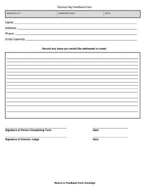 Election Day Feedback Form