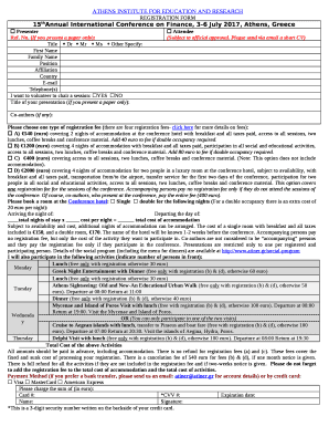 15thAnnual International Conference on Finance, 3-6 July 2017, Athens, Greece